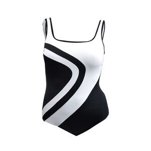 Shape Solver Sport Women's Colorblocked One-Piece Swimsuit (18, Black/White)
